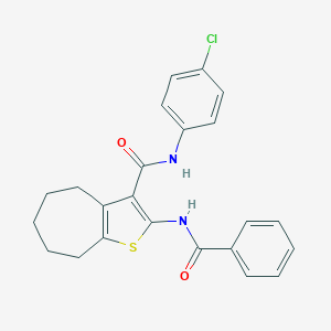 molecular formula C23H21ClN2O2S B408088 2-(benzoylamino)-N-(4-chlorophenyl)-5,6,7,8-tetrahydro-4H-cyclohepta[b]thiophene-3-carboxamide 
