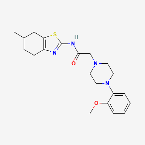 molecular formula C21H28N4O2S B4080885 2-[4-(2-methoxyphenyl)-1-piperazinyl]-N-(6-methyl-4,5,6,7-tetrahydro-1,3-benzothiazol-2-yl)acetamide 