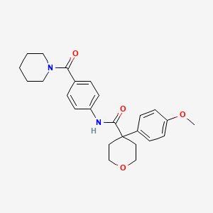 molecular formula C25H30N2O4 B4080893 4-(4-methoxyphenyl)-N-[4-(1-piperidinylcarbonyl)phenyl]tetrahydro-2H-pyran-4-carboxamide 