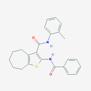 molecular formula C24H24N2O2S B408090 2-(benzoylamino)-N-(2-methylphenyl)-5,6,7,8-tetrahydro-4H-cyclohepta[b]thiophene-3-carboxamide 