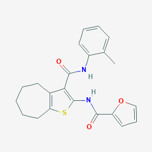 molecular formula C22H22N2O3S B408091 N-{3-[(2-methylphenyl)carbamoyl]-5,6,7,8-tetrahydro-4H-cyclohepta[b]thiophen-2-yl}furan-2-carboxamide 