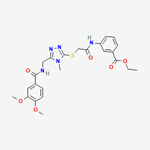 molecular formula C24H27N5O6S B4080919 3-({[(5-{[(3,4-二甲氧基苯甲酰)氨基]甲基}-4-甲基-4H-1,2,4-三唑-3-基)硫代]乙酰}氨基)苯甲酸乙酯 