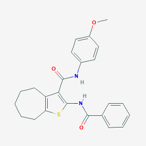 molecular formula C24H24N2O3S B408093 2-benzamido-N-(4-methoxyphenyl)-5,6,7,8-tetrahydro-4H-cyclohepta[b]thiophene-3-carboxamide CAS No. 5583-27-7