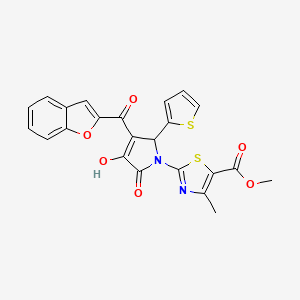 molecular formula C23H16N2O6S2 B4080937 methyl 2-[3-(1-benzofuran-2-ylcarbonyl)-4-hydroxy-5-oxo-2-(2-thienyl)-2,5-dihydro-1H-pyrrol-1-yl]-4-methyl-1,3-thiazole-5-carboxylate 