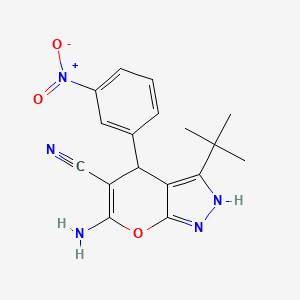 6-amino-3-tert-butyl-4-(3-nitrophenyl)-1,4-dihydropyrano[2,3-c]pyrazole-5-carbonitrile