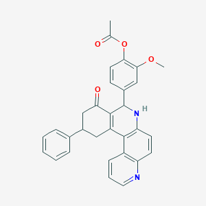 2-methoxy-4-(9-oxo-11-phenyl-7,8,9,10,11,12-hexahydrobenzo[a]-4,7-phenanthrolin-8-yl)phenyl acetate
