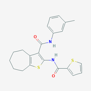 molecular formula C22H22N2O2S2 B408099 N-(3-methylphenyl)-2-[(2-thienylcarbonyl)amino]-5,6,7,8-tetrahydro-4H-cyclohepta[b]thiophene-3-carboxamide 