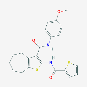 molecular formula C22H22N2O3S2 B408103 N-(4-methoxyphenyl)-2-[(2-thienylcarbonyl)amino]-5,6,7,8-tetrahydro-4H-cyclohepta[b]thiophene-3-carboxamide 