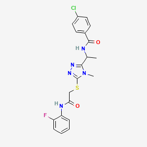 molecular formula C20H19ClFN5O2S B4081045 4-chloro-N-{1-[5-({2-[(2-fluorophenyl)amino]-2-oxoethyl}thio)-4-methyl-4H-1,2,4-triazol-3-yl]ethyl}benzamide 