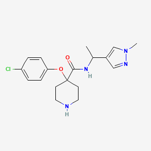 molecular formula C18H23ClN4O2 B4081064 4-(4-chlorophenoxy)-N-[1-(1-methyl-1H-pyrazol-4-yl)ethyl]piperidine-4-carboxamide 