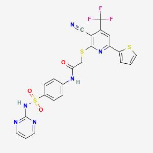 molecular formula C23H15F3N6O3S3 B4081069 2-{[3-cyano-6-(2-thienyl)-4-(trifluoromethyl)-2-pyridinyl]thio}-N-{4-[(2-pyrimidinylamino)sulfonyl]phenyl}acetamide 