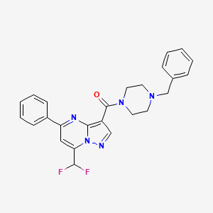 molecular formula C25H23F2N5O B4081078 3-[(4-benzyl-1-piperazinyl)carbonyl]-7-(difluoromethyl)-5-phenylpyrazolo[1,5-a]pyrimidine 