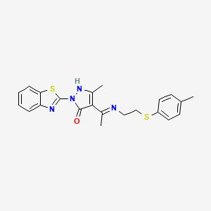 molecular formula C22H22N4OS2 B4081092 2-(1,3-benzothiazol-2-yl)-5-methyl-4-[1-({2-[(4-methylphenyl)thio]ethyl}amino)ethylidene]-2,4-dihydro-3H-pyrazol-3-one 