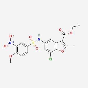 molecular formula C19H17ClN2O8S B4081117 ethyl 7-chloro-5-{[(4-methoxy-3-nitrophenyl)sulfonyl]amino}-2-methyl-1-benzofuran-3-carboxylate 