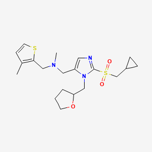 molecular formula C20H29N3O3S2 B4081124 1-[2-[(cyclopropylmethyl)sulfonyl]-1-(tetrahydro-2-furanylmethyl)-1H-imidazol-5-yl]-N-methyl-N-[(3-methyl-2-thienyl)methyl]methanamine 