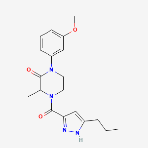 molecular formula C19H24N4O3 B4081135 1-(3-methoxyphenyl)-3-methyl-4-[(3-propyl-1H-pyrazol-5-yl)carbonyl]piperazin-2-one 
