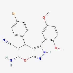 molecular formula C21H17BrN4O3 B4081174 6-amino-4-(4-bromophenyl)-3-(2,5-dimethoxyphenyl)-1,4-dihydropyrano[2,3-c]pyrazole-5-carbonitrile 