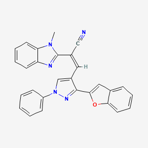 molecular formula C28H19N5O B4081195 3-[3-(1-benzofuran-2-yl)-1-phenyl-1H-pyrazol-4-yl]-2-(1-methyl-1H-benzimidazol-2-yl)acrylonitrile 