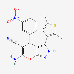 molecular formula C19H15N5O3S B4081201 6-amino-3-(2,5-dimethyl-3-thienyl)-4-(3-nitrophenyl)-1,4-dihydropyrano[2,3-c]pyrazole-5-carbonitrile 