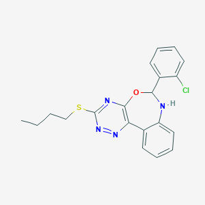 molecular formula C20H19ClN4OS B408121 3-(Butylsulfanyl)-6-(2-chlorophenyl)-6,7-dihydro[1,2,4]triazino[5,6-d][3,1]benzoxazepine 