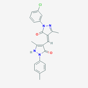 molecular formula C22H19ClN4O2 B408122 4-{[1-(3-chlorophenyl)-5-hydroxy-3-methyl-1H-pyrazol-4-yl]methylene}-5-methyl-2-(4-methylphenyl)-2,4-dihydro-3H-pyrazol-3-one 