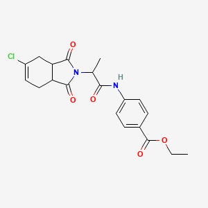 molecular formula C20H21ClN2O5 B4081225 ethyl 4-{[2-(5-chloro-1,3-dioxo-1,3,3a,4,7,7a-hexahydro-2H-isoindol-2-yl)propanoyl]amino}benzoate 