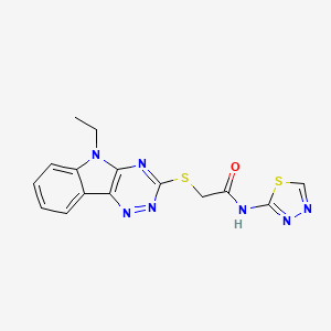 molecular formula C15H13N7OS2 B4081237 2-[(5-ethyl-5H-[1,2,4]triazino[5,6-b]indol-3-yl)thio]-N-1,3,4-thiadiazol-2-ylacetamide 