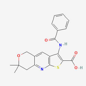 molecular formula C20H18N2O4S B4081240 3-(benzoylamino)-7,7-dimethyl-7,8-dihydro-5H-pyrano[4,3-b]thieno[3,2-e]pyridine-2-carboxylic acid 