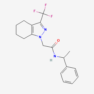 molecular formula C18H20F3N3O B4081258 N-(1-phenylethyl)-2-[3-(trifluoromethyl)-4,5,6,7-tetrahydro-1H-indazol-1-yl]acetamide 