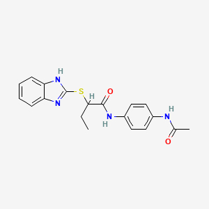 molecular formula C19H20N4O2S B4081268 N-[4-(acetylamino)phenyl]-2-(1H-benzimidazol-2-ylthio)butanamide 