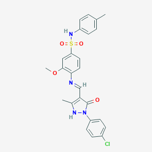 4-({(E)-[1-(4-chlorophenyl)-3-methyl-5-oxo-1,5-dihydro-4H-pyrazol-4-ylidene]methyl}amino)-3-methoxy-N-(4-methylphenyl)benzenesulfonamide