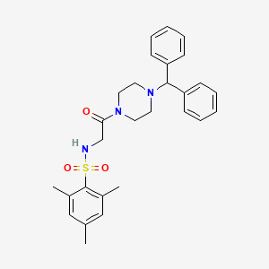molecular formula C28H33N3O3S B4081286 N-[2-(4-Benzhydryl-piperazin-1-yl)-2-oxo-ethyl]-2,4,6-trimethyl-benzenesulfonamide 