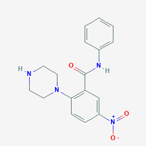 molecular formula C17H18N4O3 B4081298 5-nitro-N-phenyl-2-(1-piperazinyl)benzamide 