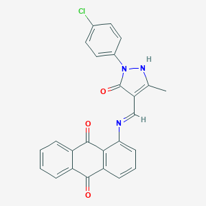 1-[[2-(4-chlorophenyl)-5-methyl-3-oxo-1H-pyrazol-4-yl]methylideneamino]anthracene-9,10-dione