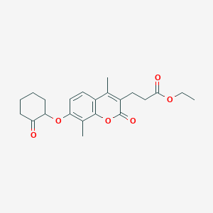 molecular formula C22H26O6 B4081322 ethyl 3-{4,8-dimethyl-2-oxo-7-[(2-oxocyclohexyl)oxy]-2H-chromen-3-yl}propanoate 