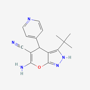 6-amino-3-tert-butyl-4-(4-pyridinyl)-1,4-dihydropyrano[2,3-c]pyrazole-5-carbonitrile