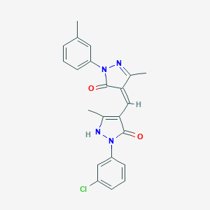 molecular formula C22H19ClN4O2 B408136 (4Z)-4-[[2-(3-chlorophenyl)-5-methyl-3-oxo-1H-pyrazol-4-yl]methylidene]-5-methyl-2-(3-methylphenyl)pyrazol-3-one 