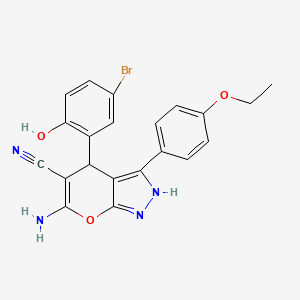 molecular formula C21H17BrN4O3 B4081368 6-amino-4-(5-bromo-2-hydroxyphenyl)-3-(4-ethoxyphenyl)-1,4-dihydropyrano[2,3-c]pyrazole-5-carbonitrile 