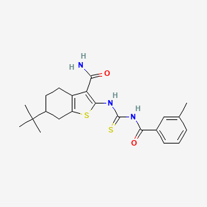 molecular formula C22H27N3O2S2 B4081370 6-tert-butyl-2-({[(3-methylbenzoyl)amino]carbonothioyl}amino)-4,5,6,7-tetrahydro-1-benzothiophene-3-carboxamide 