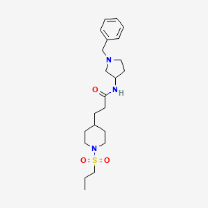 molecular formula C22H35N3O3S B4081383 N-(1-benzyl-3-pyrrolidinyl)-3-[1-(propylsulfonyl)-4-piperidinyl]propanamide 