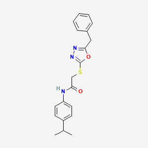 molecular formula C20H21N3O2S B4081393 2-[(5-benzyl-1,3,4-oxadiazol-2-yl)thio]-N-(4-isopropylphenyl)acetamide 