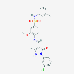 4-({(E)-[1-(3-chlorophenyl)-3-methyl-5-oxo-1,5-dihydro-4H-pyrazol-4-ylidene]methyl}amino)-3-methoxy-N-(3-methylphenyl)benzenesulfonamide
