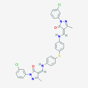 2-(3-chlorophenyl)-4-[(4-{[4-({[1-(3-chlorophenyl)-3-methyl-5-oxo-1,5-dihydro-4H-pyrazol-4-ylidene]methyl}amino)phenyl]sulfanyl}anilino)methylene]-5-methyl-2,4-dihydro-3H-pyrazol-3-one