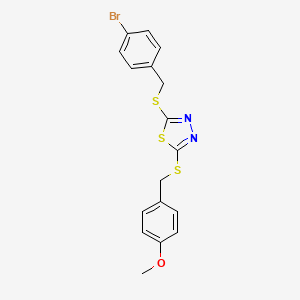 molecular formula C17H15BrN2OS3 B4081423 2-[(4-bromobenzyl)thio]-5-[(4-methoxybenzyl)thio]-1,3,4-thiadiazole 