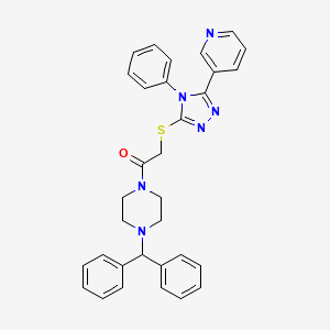 molecular formula C32H30N6OS B4081437 1-(diphenylmethyl)-4-({[4-phenyl-5-(3-pyridinyl)-4H-1,2,4-triazol-3-yl]thio}acetyl)piperazine 