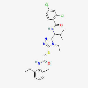molecular formula C26H31Cl2N5O2S B4081445 2,4-dichloro-N-{1-[4-ethyl-5-({2-[(2-ethyl-6-methylphenyl)amino]-2-oxoethyl}thio)-4H-1,2,4-triazol-3-yl]-2-methylpropyl}benzamide 
