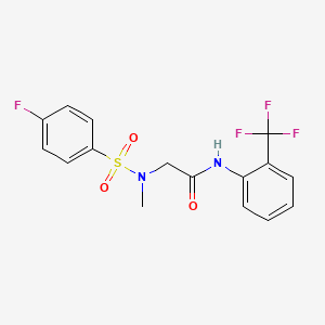 molecular formula C16H14F4N2O3S B4081456 N~2~-[(4-fluorophenyl)sulfonyl]-N~2~-methyl-N~1~-[2-(trifluoromethyl)phenyl]glycinamide 