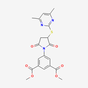 molecular formula C20H19N3O6S B4081461 dimethyl 5-{3-[(4,6-dimethyl-2-pyrimidinyl)thio]-2,5-dioxo-1-pyrrolidinyl}isophthalate 