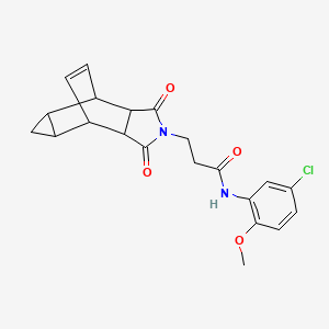 molecular formula C21H21ClN2O4 B4081466 N-(5-chloro-2-methoxyphenyl)-3-(3,5-dioxo-4-azatetracyclo[5.3.2.0~2,6~.0~8,10~]dodec-11-en-4-yl)propanamide 