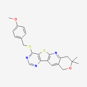 4-[(4-methoxybenzyl)thio]-8,8-dimethyl-7,10-dihydro-8H-pyrano[3'',4'':5',6']pyrido[3',2':4,5]thieno[3,2-d]pyrimidine